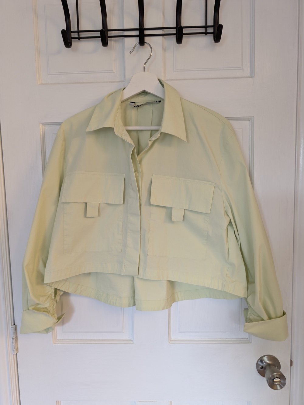 Zara Pale Lime Cropped Utility Jacket